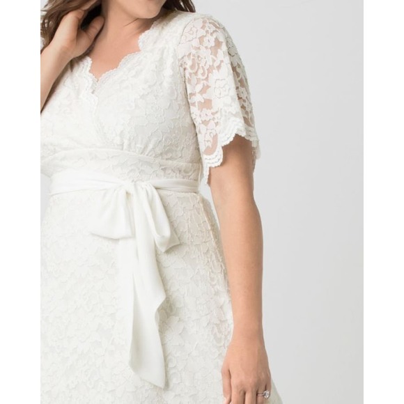 Kiyonna Wedding Dress 2X Bride Graced with Love Style Flutter Sleeve Detach Sash - Picture 8 of 12